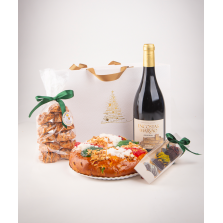 Cabaz de Natal com bebida.