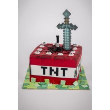 Bolo Minecraft TNT e Espada de Diamante