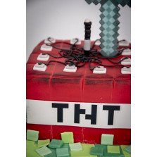 Bolo Minecraft TNT e Espada de Diamante