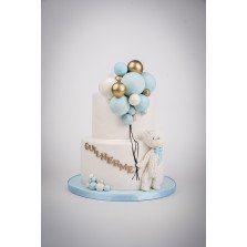 Bolo Ursinho Branco com Balões