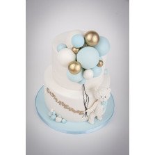 Bolo Ursinho Branco com Balões