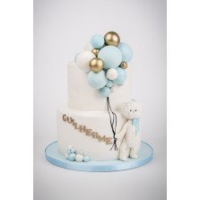 Bolo Ursinho Branco com Balões