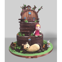 Bolo Masha na Casa de Madeira