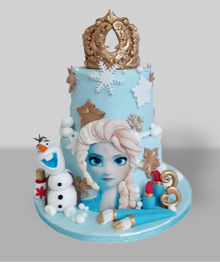 Bolo Frozen Azul 2 andares