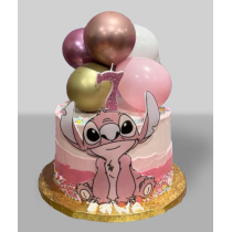 Bolo Stitch Cor de Rosa com...