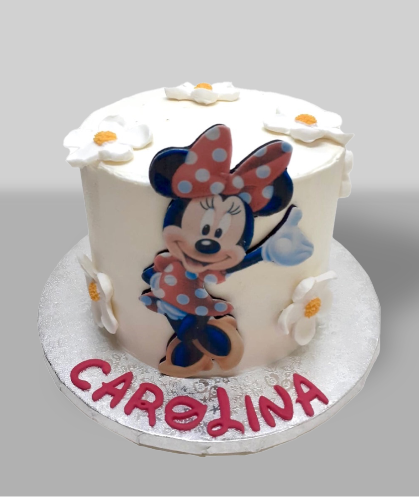 Bolo Minnie Branco com Flores