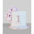 Bolo Branco com Bolas cor de rosa