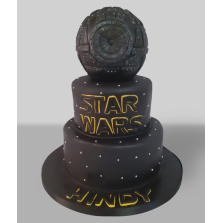 Bolo Guerra das Estrelas Preto 3 andares