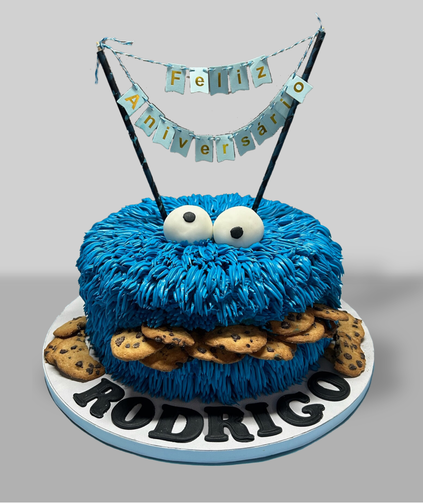 Bolo Monstro das Bolachas Azul