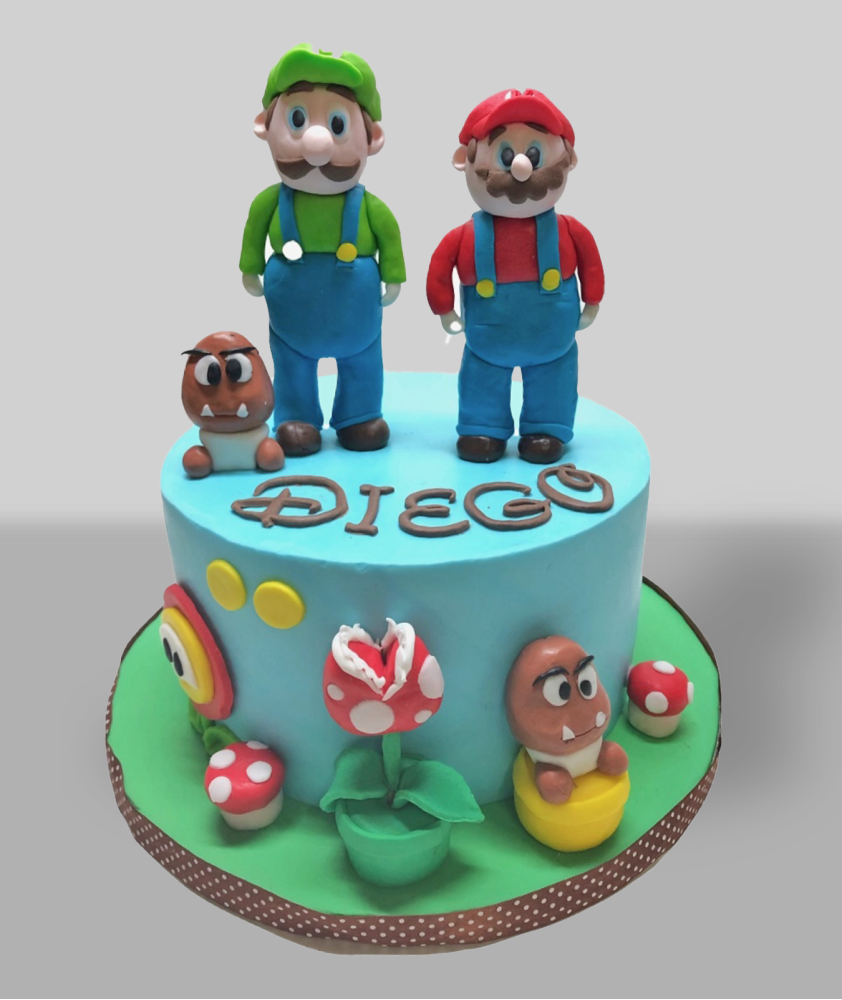 Bolo Super Mario com modelagem