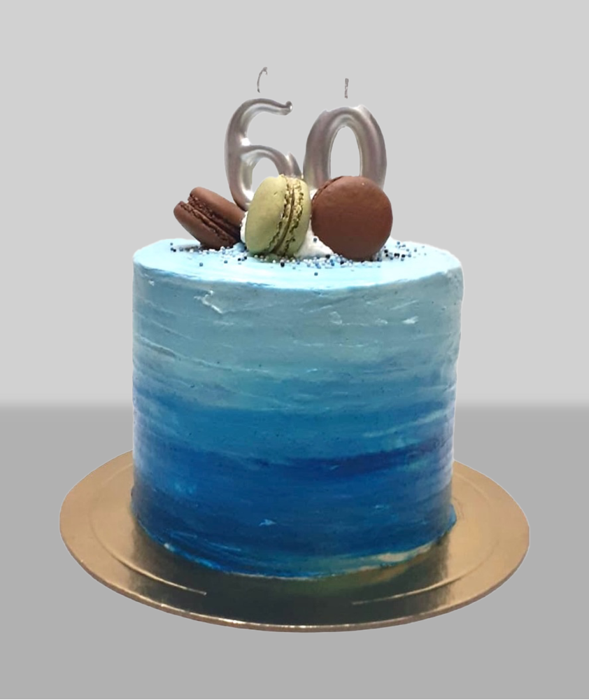 Bolo Azul com Macaron