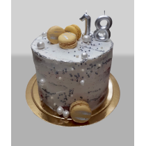 Bolo cinza com pepitas e...