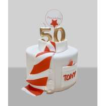 Bolo Gravata Branca e Vermelha