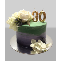 Bolo Verde e Cinza com Flores