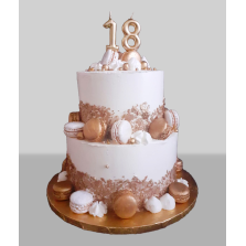 Bolo Branco e Dourado com...