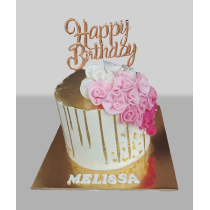 Bolo Sugar Flowers Gold Drip