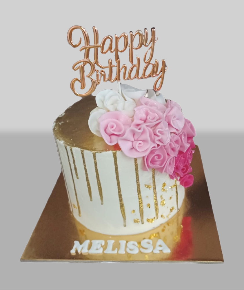 Bolo Sugar Flowers Gold Drip