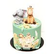 Bolo Verde Selva com Girafa e Elefante