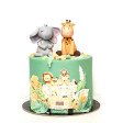Bolo Verde Selva com Girafa e Elefante