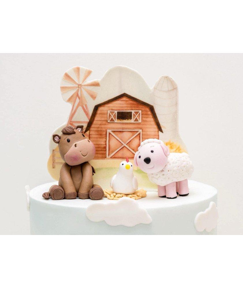 Bolo Animais da Quinta Cavalo, Ovelha, Vaca e Porco