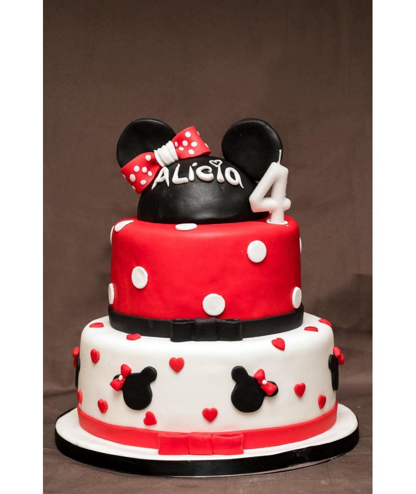 Bolo Minnie Mouse Branco e Vermelho