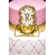 Bolo Princesa 3 andares Branco, Cor de Rosa e Dourado