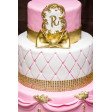 Bolo Princesa 3 andares Branco, Cor de Rosa e Dourado