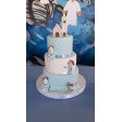 Bolo 3 andares Branco e Azul Anjos