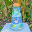 Bolo 3 andares Oceano Azul Peixes Baby Shark