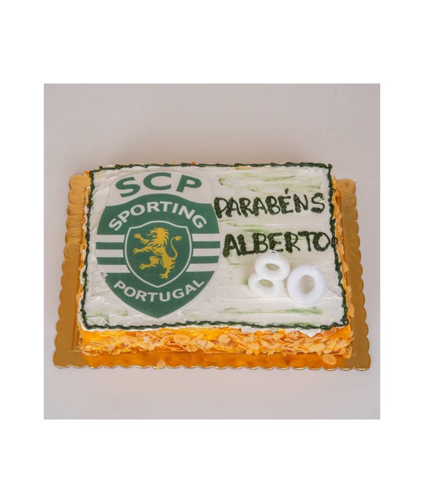Bolo Retangular Branco Clube de Futebol Sporting