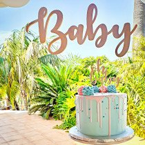 Bolo Azul e Cor de Rosa com...