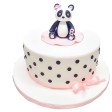 Bolo  Panda Branco e Cor de Rosa