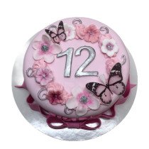 Bolo Cor de Rosa Flores e...