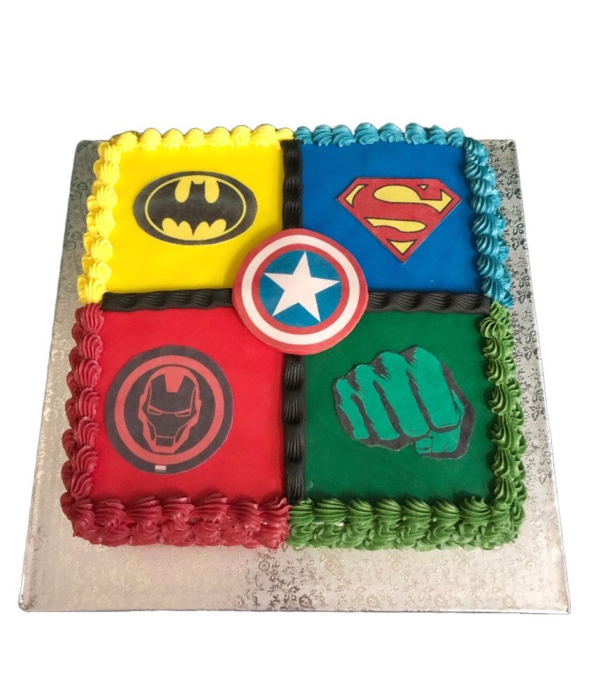 Bolo Quadrado Super Heróis