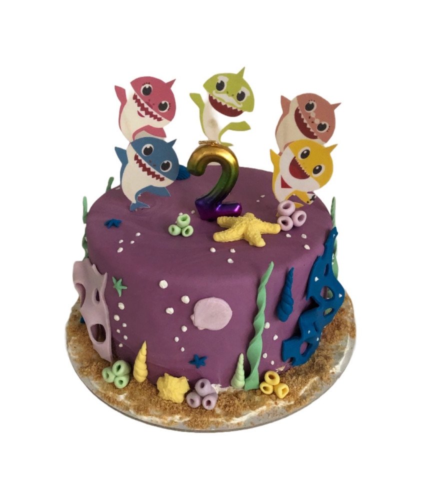 Bolo Mar Roxo Baby Shark