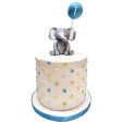 Bolo Branco com Elefante e Balão