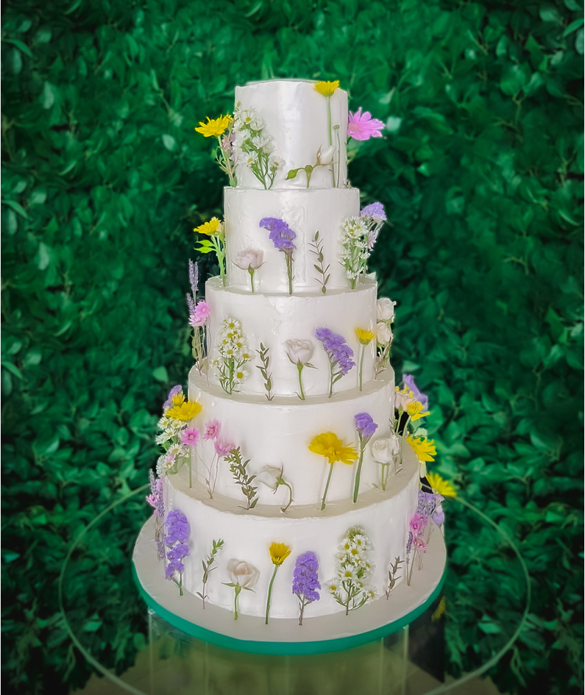Bolo Casamento Flores Campestres Naturais