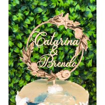 Topo de Bolo em Madeira com...