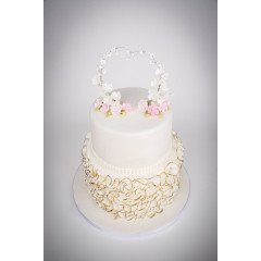 Bolo Casamento Branco e Dourado