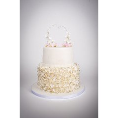 Bolo Casamento Branco e Dourado